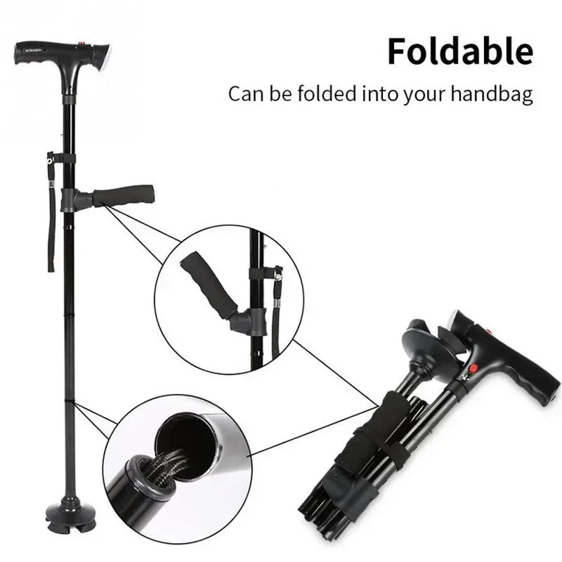 SureStep - Telescopic Folding Cane with LED & Safety Alarm