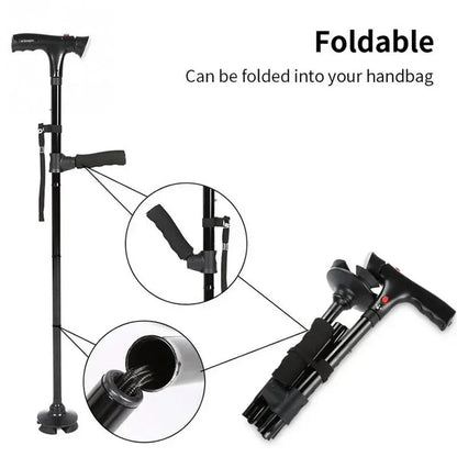 SureStep - Telescopic Folding Cane with LED & Safety Alarm